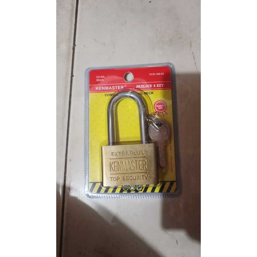 Gembok tangkai panjang Kenmaster kuningan / gembok leher panjang 60mm / gembok computer key 60mm
