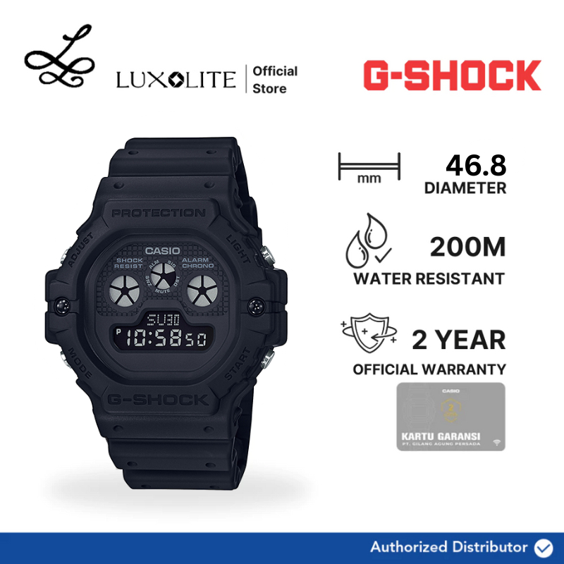 [Luxolite] Casio G-Shock Jam Tangan Pria Digital DW-5900BB-1DR/DW-5900BB-1D/DW-5900BB-1 Black Resin 