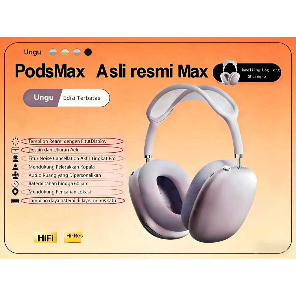 100% ORI Garansi 2025 Baru Apple AirPods Max Headphone Bluetooth ANC Spatial Audio Dolby Audio