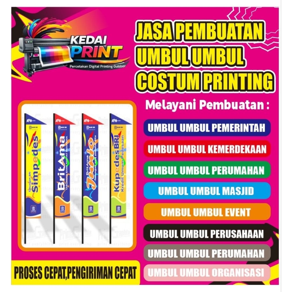 umbul umbul / Cetak Umbul Umbul Costume / Cetak bendera / Bahan cloth banner