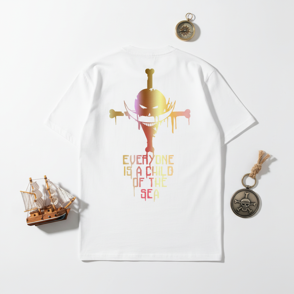 KARIMAKE Kaos Distro Unisex Gambar ONE PIECE SHIROHIGE LOGO Hologram