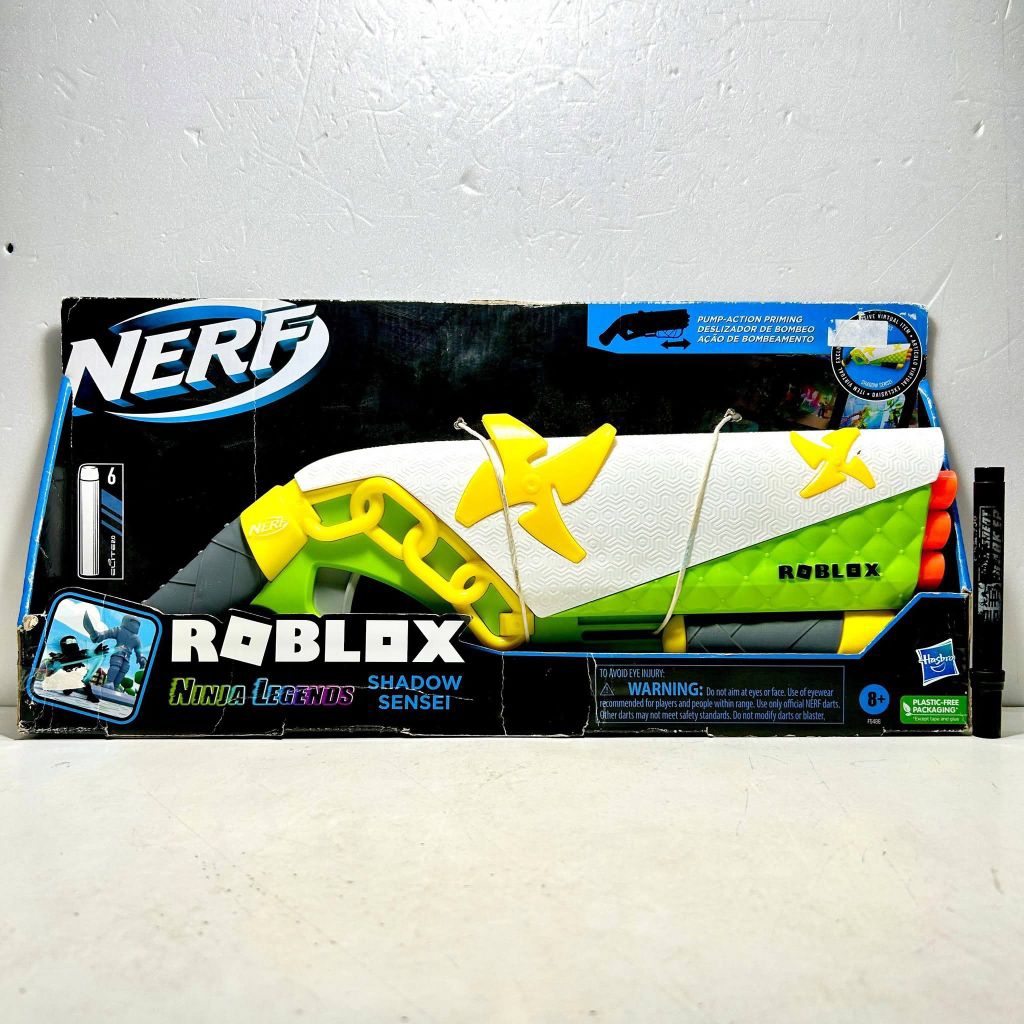 Mainan pistol nerf Features a Triceratops dinosaur design.
Has break-open barrel loading; pushing th