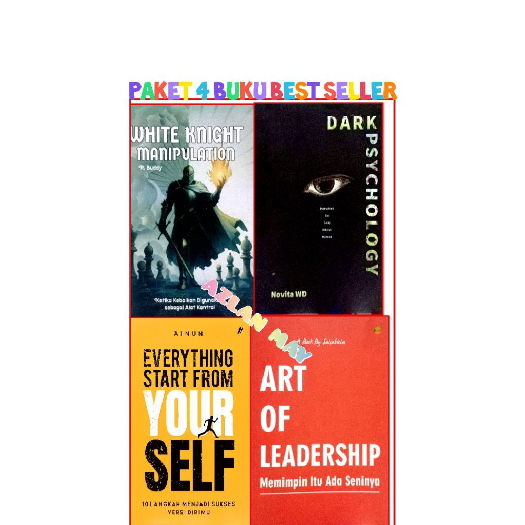Paket 4 buku best seller white knight Manipulation + Dark Psychology + Art of  Leadership + Your sel