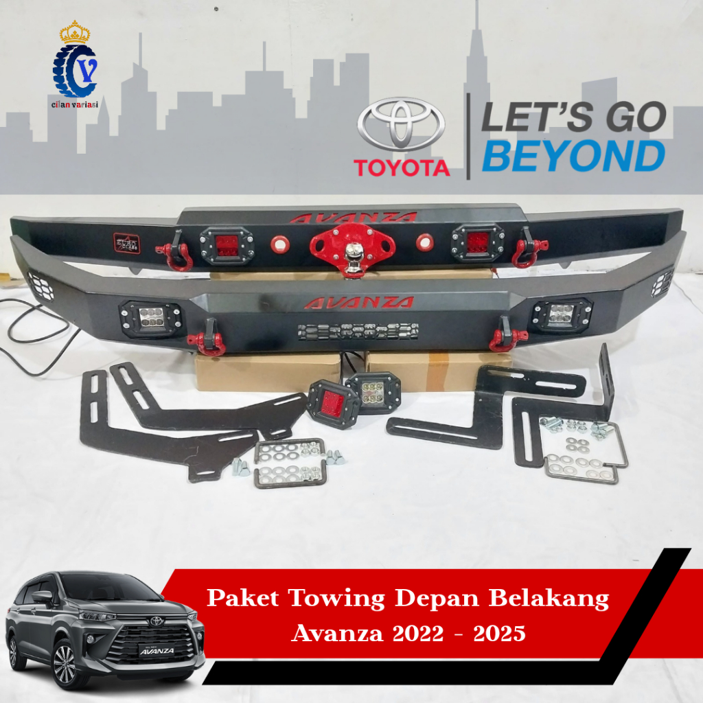 Paket Pengaman Body Towing Tanduk Depan Belakang Mobil Avanza 2022 - 2025 Custom
