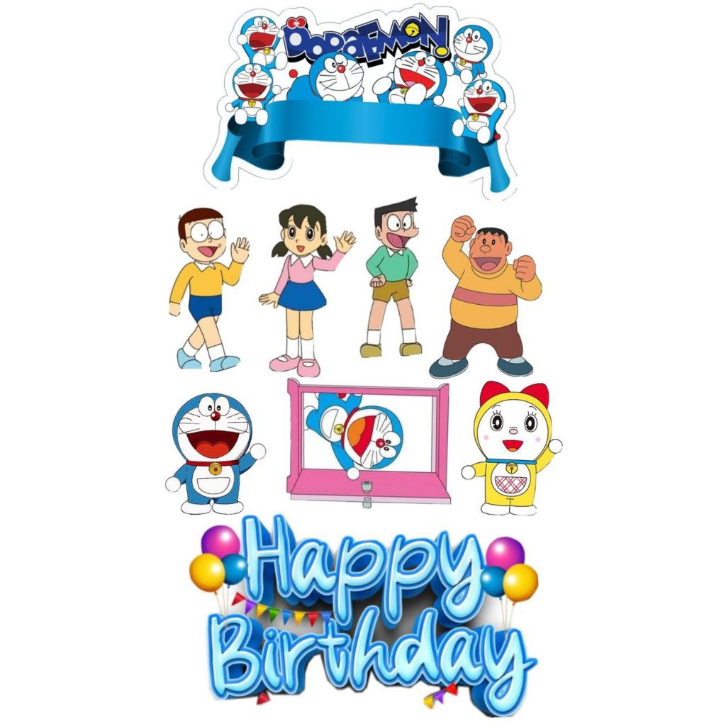 Topper Cake DORAEMON l FREE CUSTOM NAMA l TOPPER CAKE ULTAH TEMA DORAEMON