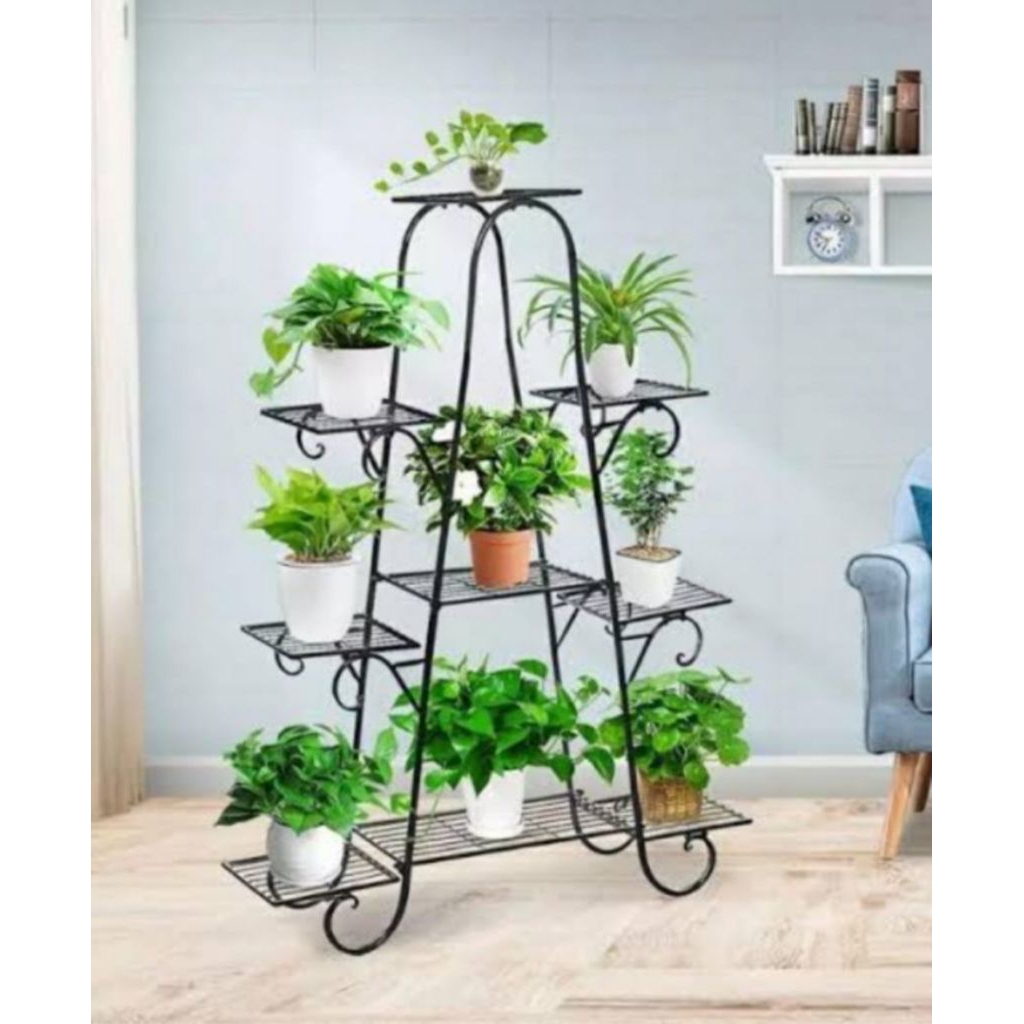 Rak Tanaman Hias Susun 9 Tingkat Baja Ringan Minimalis Putih