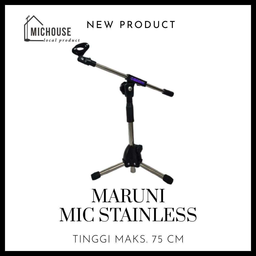 STAND MIC STAINLESS PENDEK MARUNI