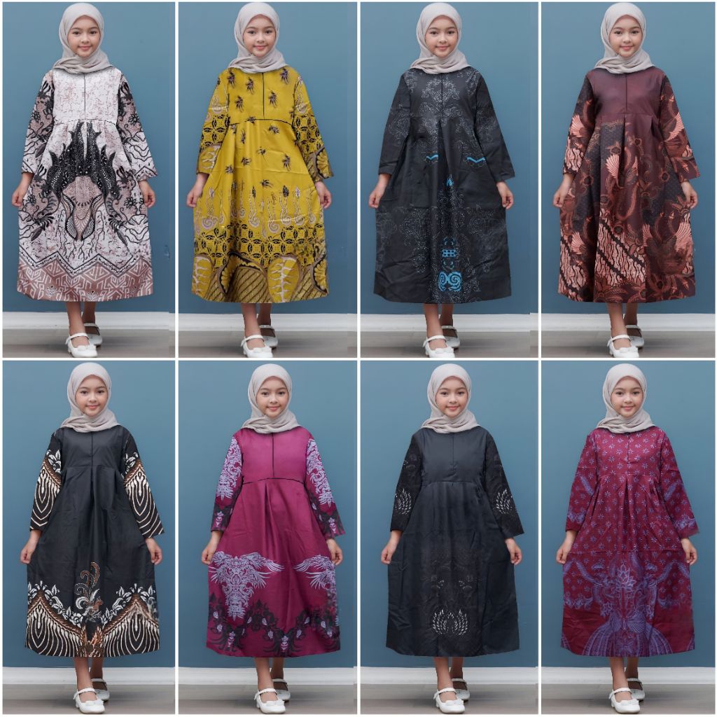 Baju Batik Anak Perempuan Usia 2-12 Tahun - Dress Anak Gamis Batik Anak