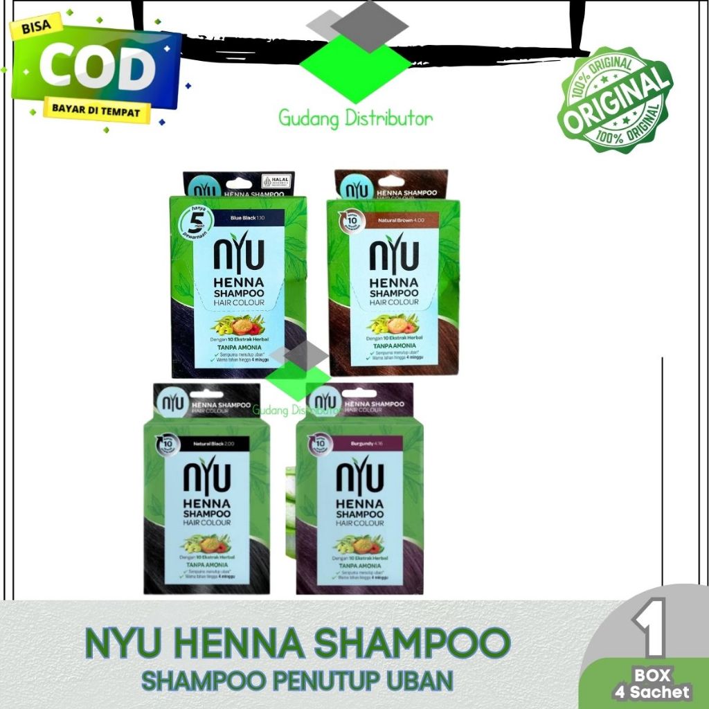 NYU HENNA Shampoo Hair Colour BOX (4 SACHET)
