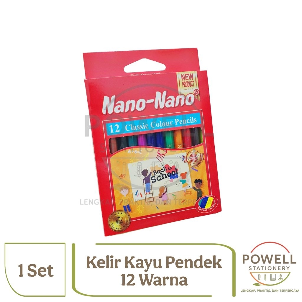 (12 Warna) Pensil Warna Pendek/Kelir Kayu Murah