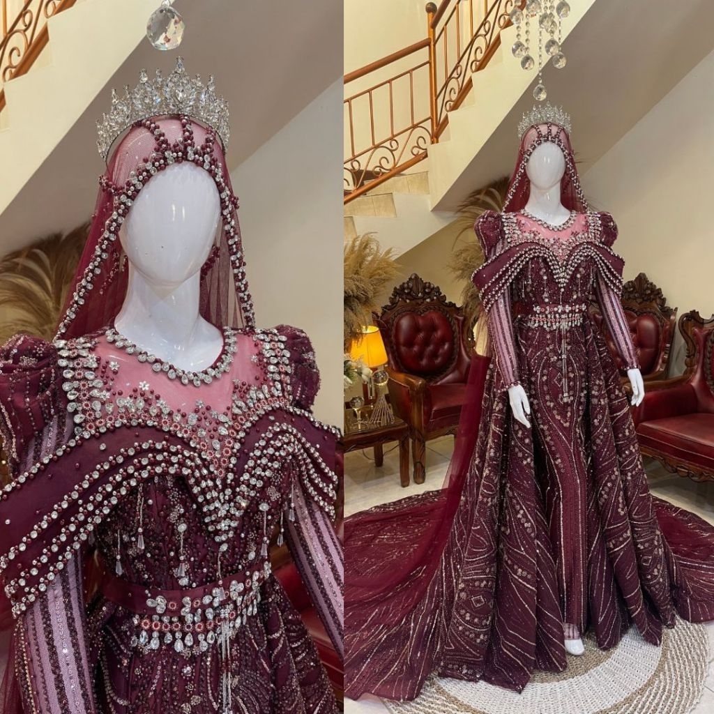 Gaun pengantin slim | Gaun pengantin slim ekor | Gaun pengantin slim crinolyn