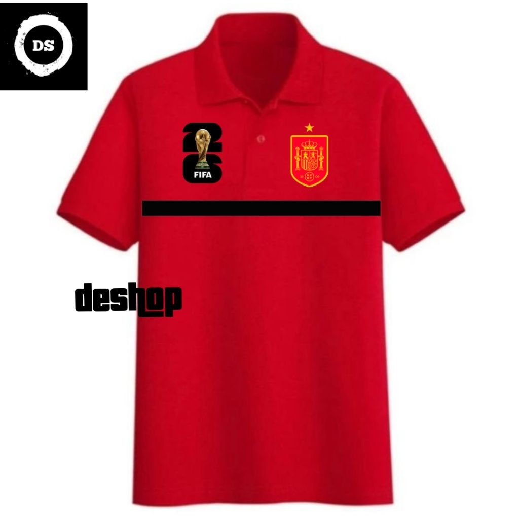 Tshirt - Polo Shirt - Kaos Polo - Kaos Kerah - Baju Kerah - Timnas Spanyol FIFA World Cup 2026 Piala