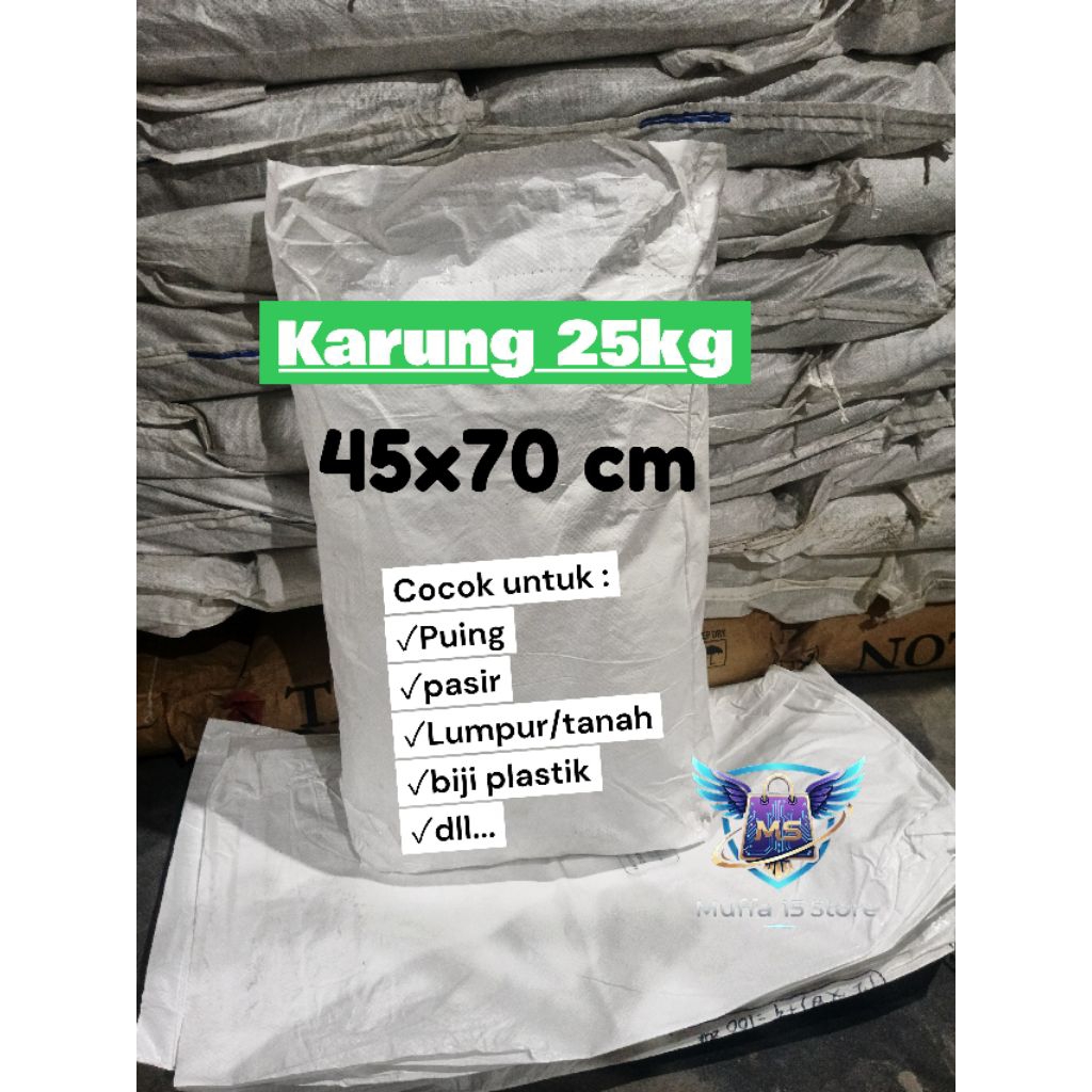 Karung Plastik Bekas 25kg Karung Puing, Lumpur,Pasir,biji gilingan dll Ukuran 25kg (isi 25,50,100pcs