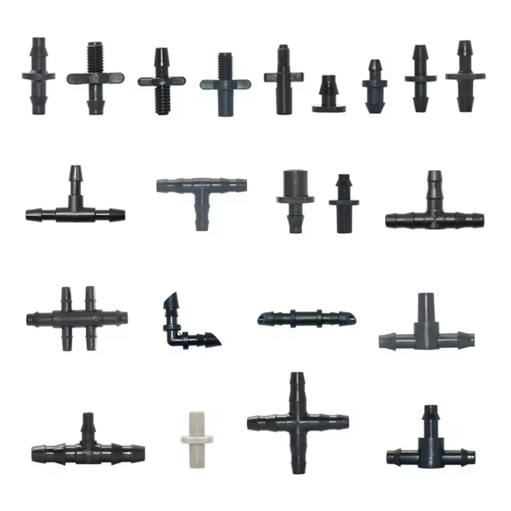 Konektor 3/5mm 6mm 4/7mm Nepel Ulir Elbow Tee Joiner Selang PE Fogger Nozzle Endplug Fitting Irigasi