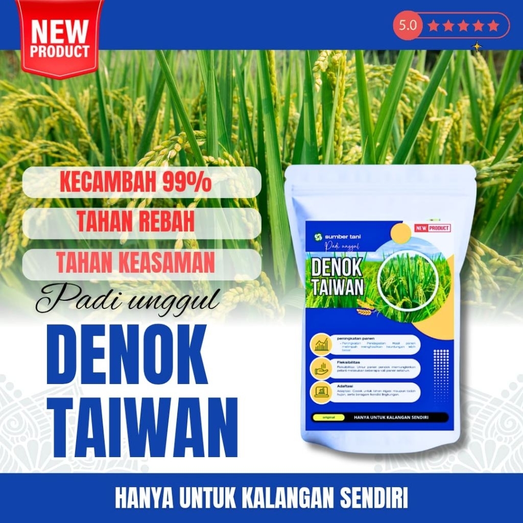 Bibit benih padi unggul Denok taiwan ( BIBIT PADI UNGGUL DENOK  TAIWAN 1KG )