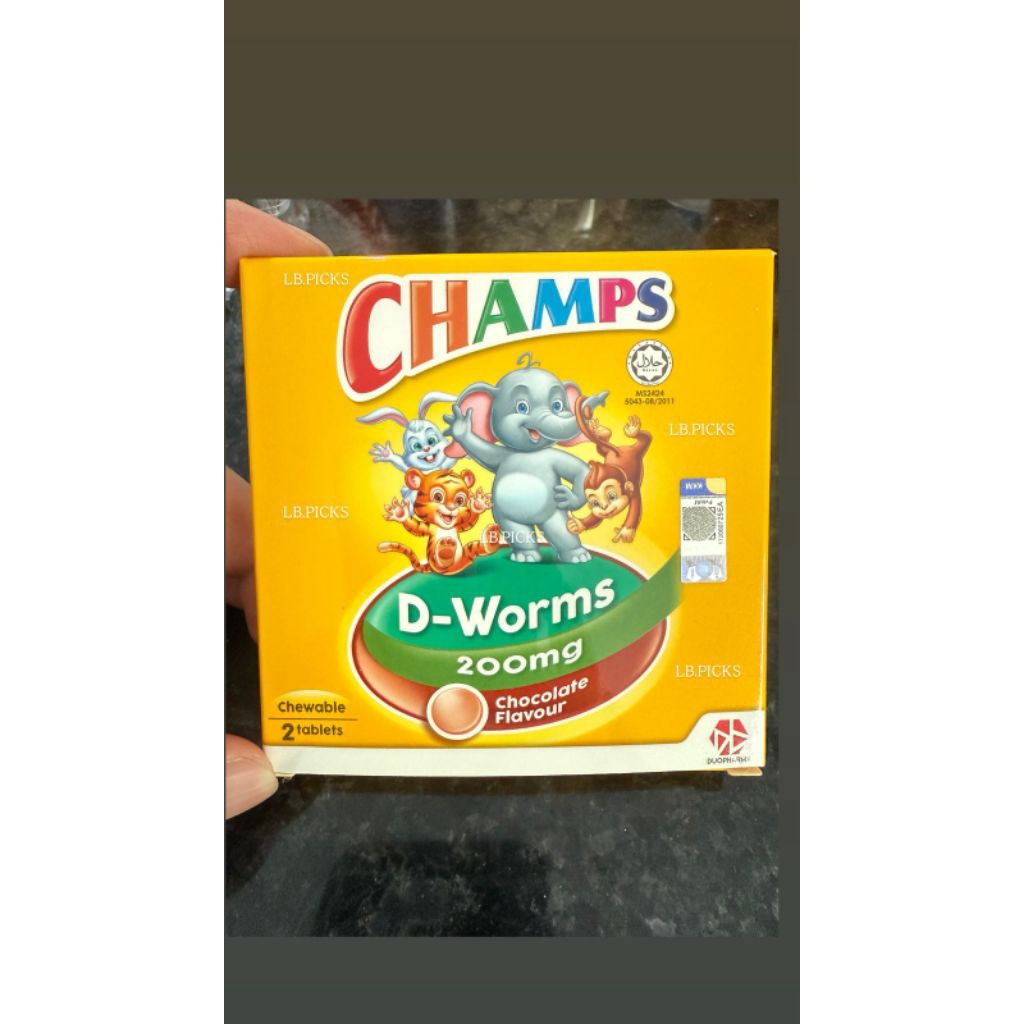 Champs D-Worms Obat Cacing Tablet Rasa Coklat untuk Anak dan Dewasa