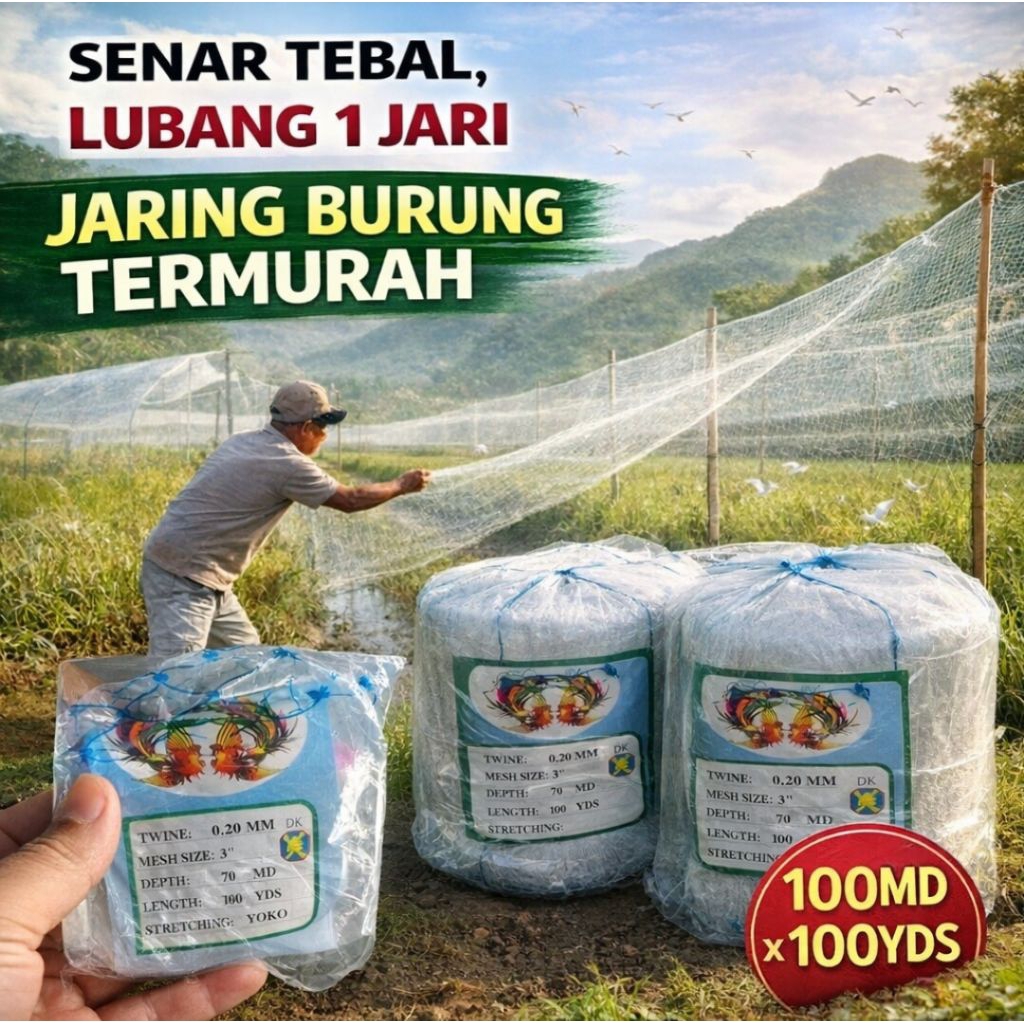 Jaring Burung Sawah – Lubang 1 Jari | Jaring Emprit & Pipit, Pengaman Padi