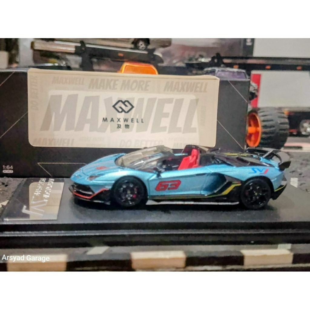 Diecast Maxwell Lamborghini Aventador SVJ Roadster Blue Minus Wiper
