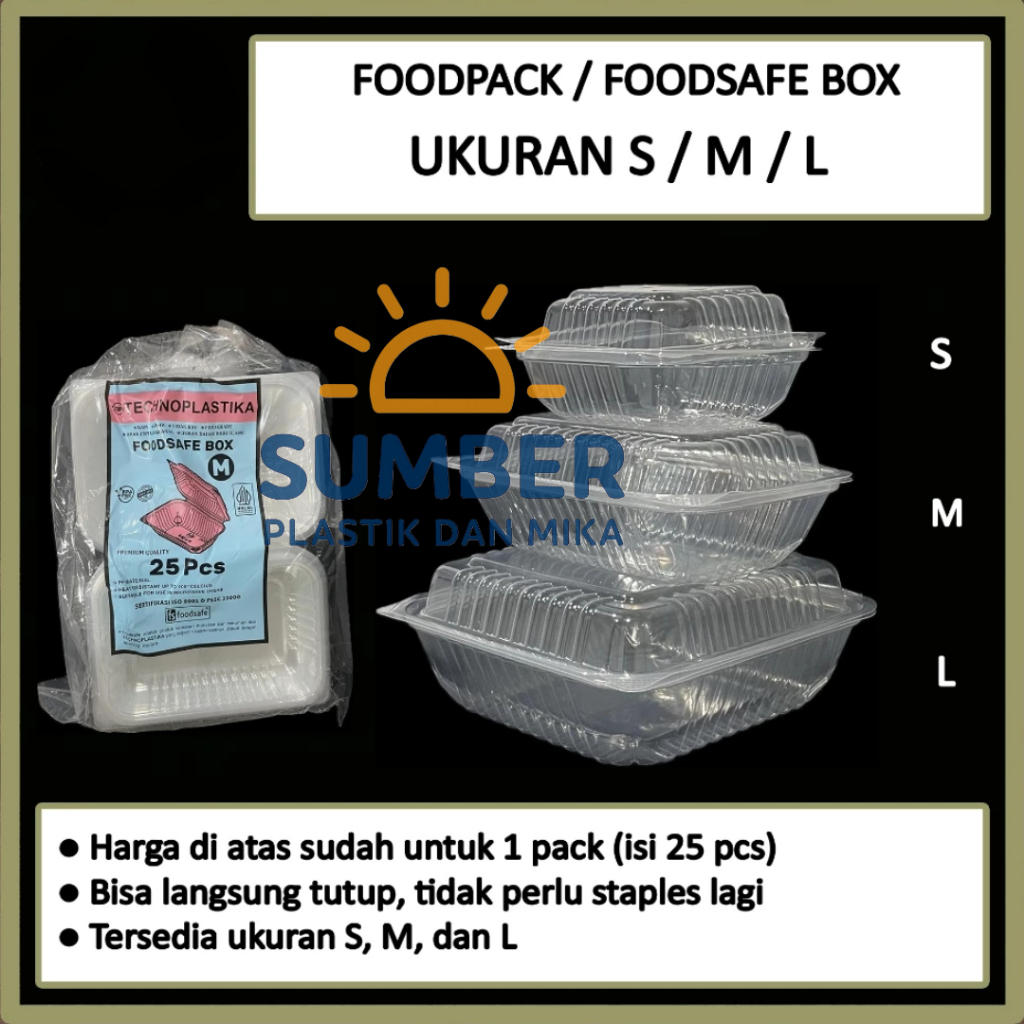 [25 PCS] Mika Lunch Box Plastik Food Pack Food safe Box Kemasan Nasi Kue Dimsum Burger Kotak Makan F