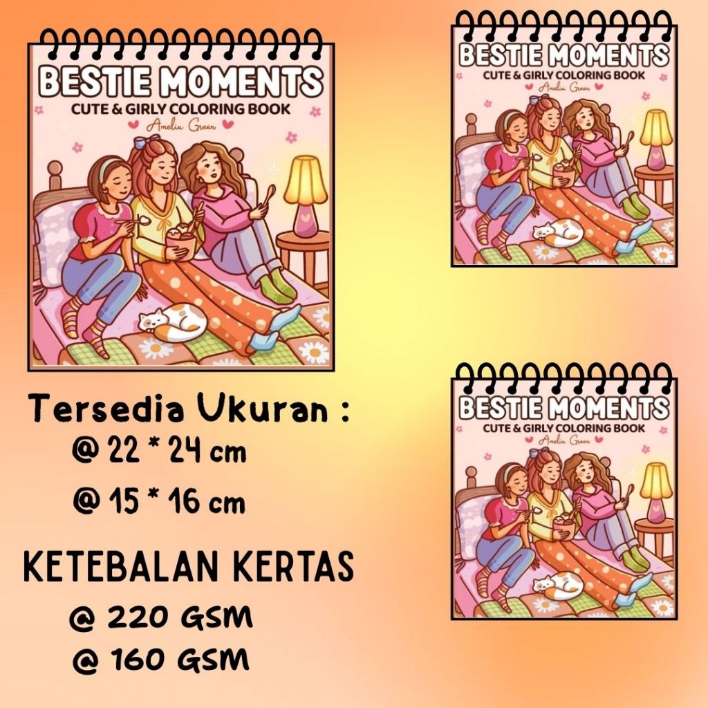 BESTIE MOMENTS Tema Buku Aktivitas Mewarnai Murah Kertas Tebal BC 220 gsm Gambar Jelas Bagus Sudah H