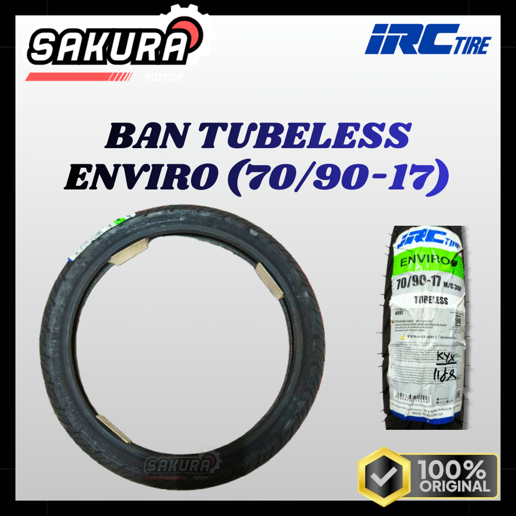 BAN TUBELESS IRC ENVIRO ( 70/90-17 ) 38 P