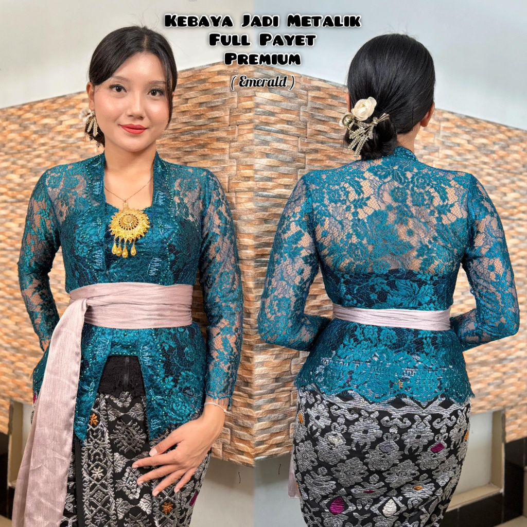 Kebaya payet mutiara brokat metalik