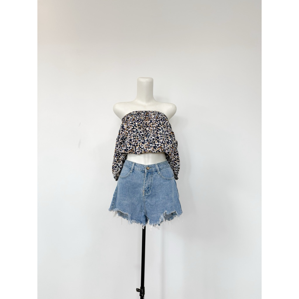 pl. atasan blouse model sabrina motif bunga