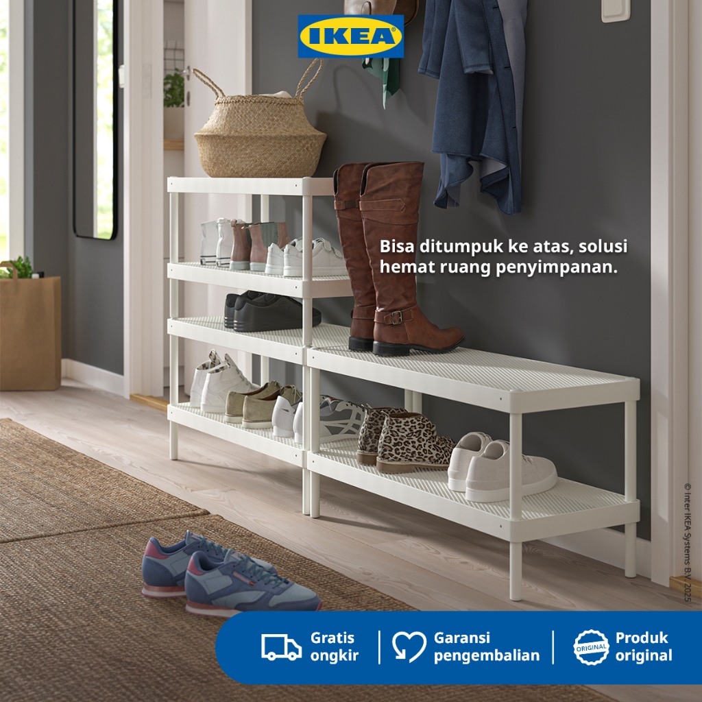IKEA MACKAPAR Rak Tempat Sepatu 2 Tingkat Putih Minimalis 78x32x40 cm