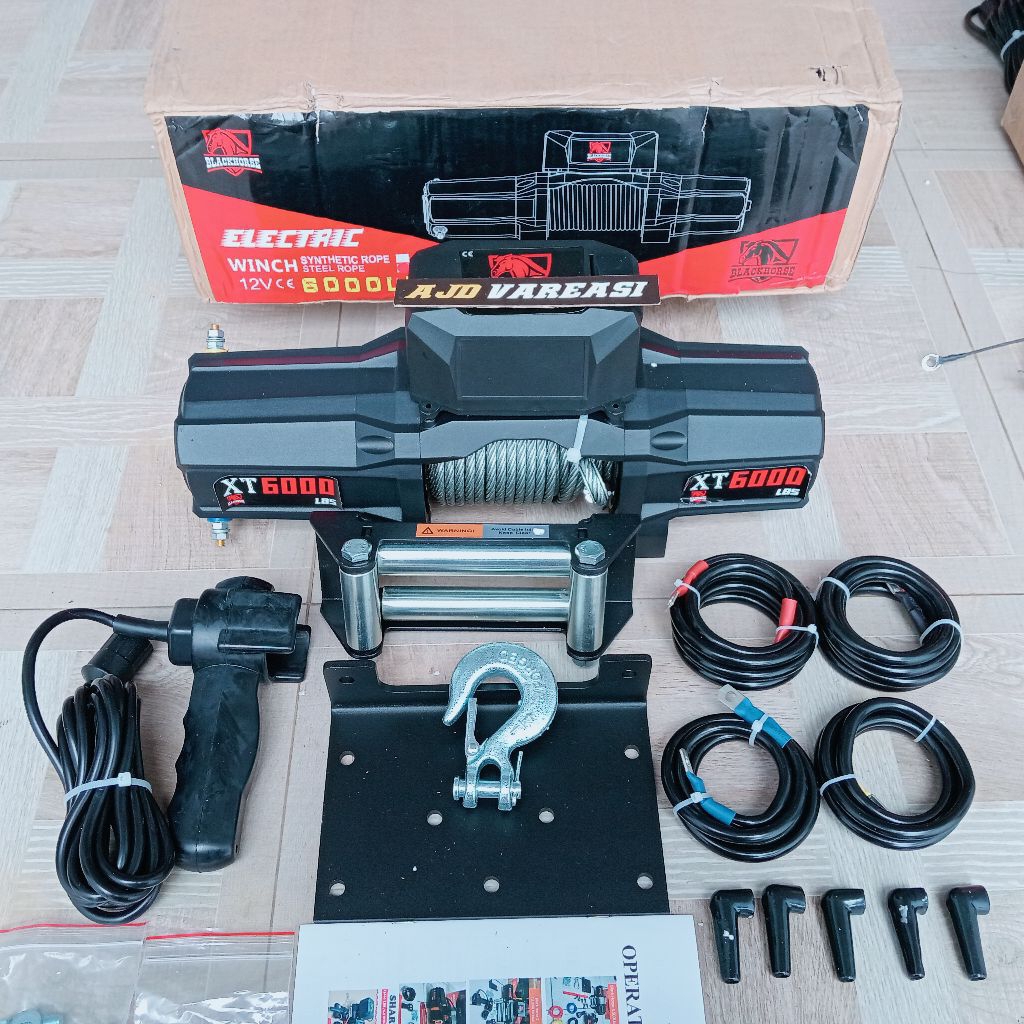 WINCH BLACK HORSE 6000 LBS 3 TON TALI SLING BAJA WINCH OFFROAD WINCH DEREK WINCH OFFROAD