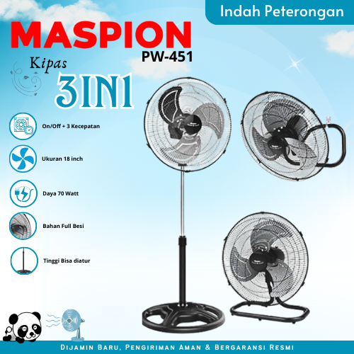 Kipas Angin Maspion 3in1 PW-451/Kipas Angin 3 Fungsi Murah Jombang