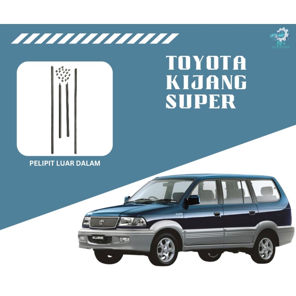 Pelipit Kaca Luar Dalam Depan Set Toyota Kijang Grand & Kijang Super | List Kaca Pintu Depan