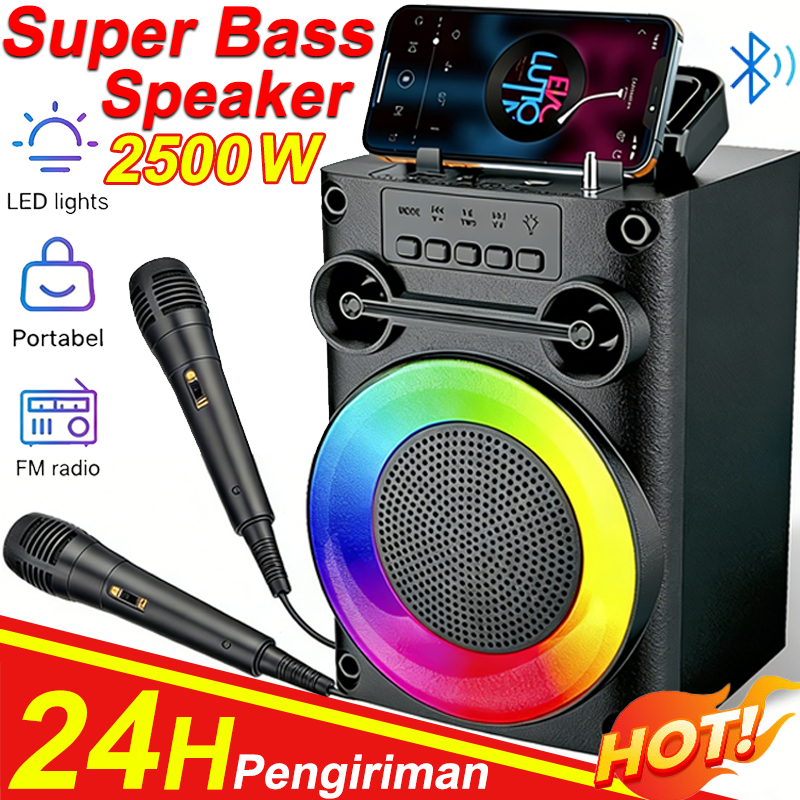 [PRO BASS]Speaker Bluetooth Super Bass With Free 2mic  4inchi  Portable Karaoke Speaker TWS Bluetoot