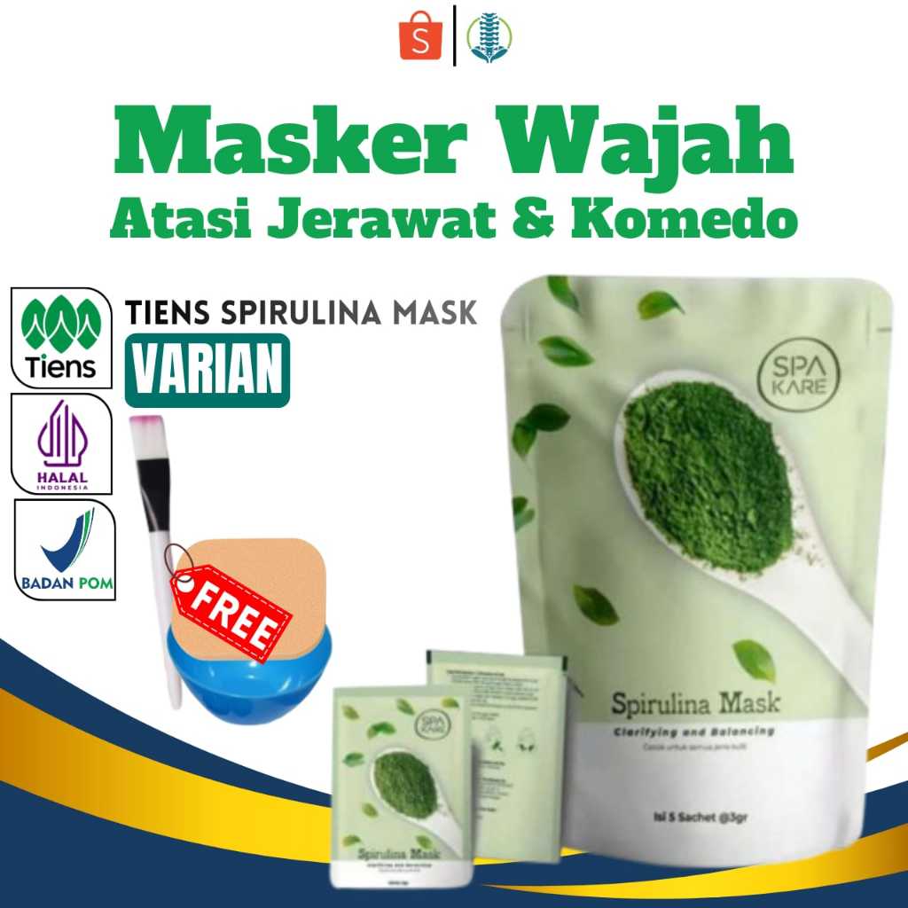 Tiens Spakare Spirulina Mask Masker Wajah Perawatan Kulit Untuk Mengencangkan Melembabkan dan Mencer