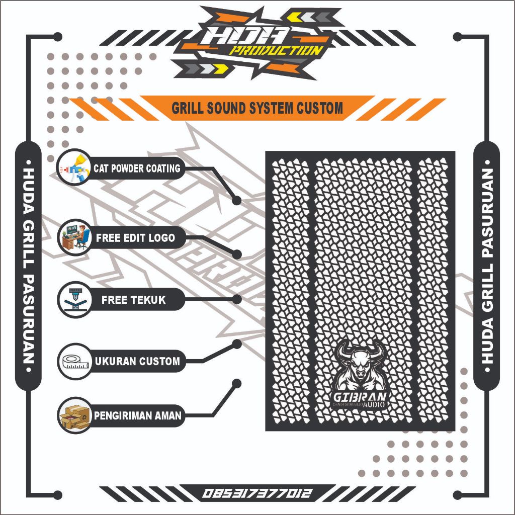 GRILL CUSTOM/GRILL SOUND SYSTEM CUSTOM LOGO 40 X 50 CM