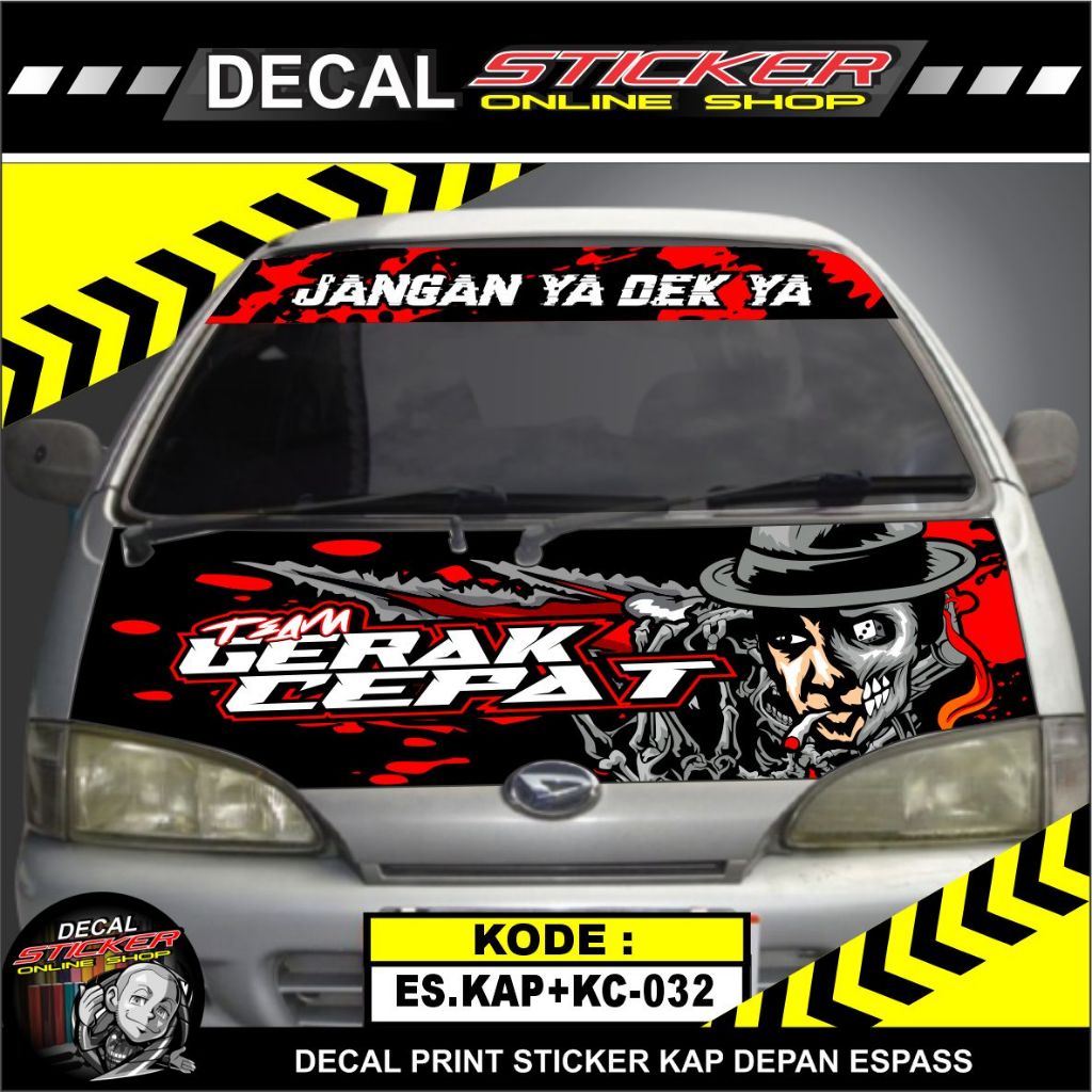 STIKER KAP DEPAN + KACA ATAS ESPASS PICKUP DECAL MOBIL VARIASI PEJUANG RUPIAH