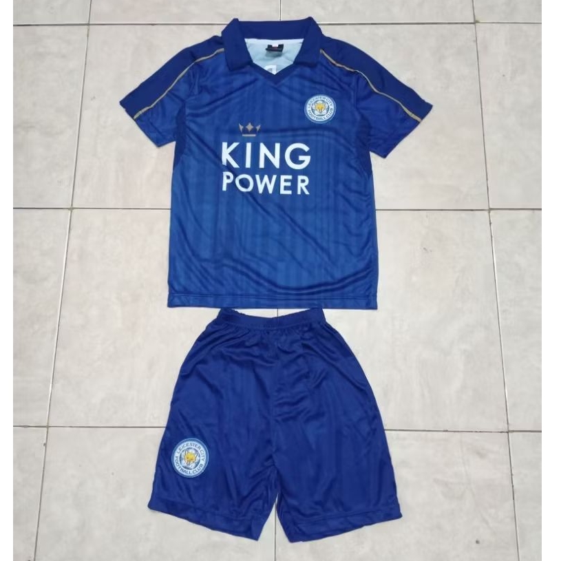 1set setelan Jersey bola anak Leicester city footbal club vardy 9 printing multisport adem nyaman me