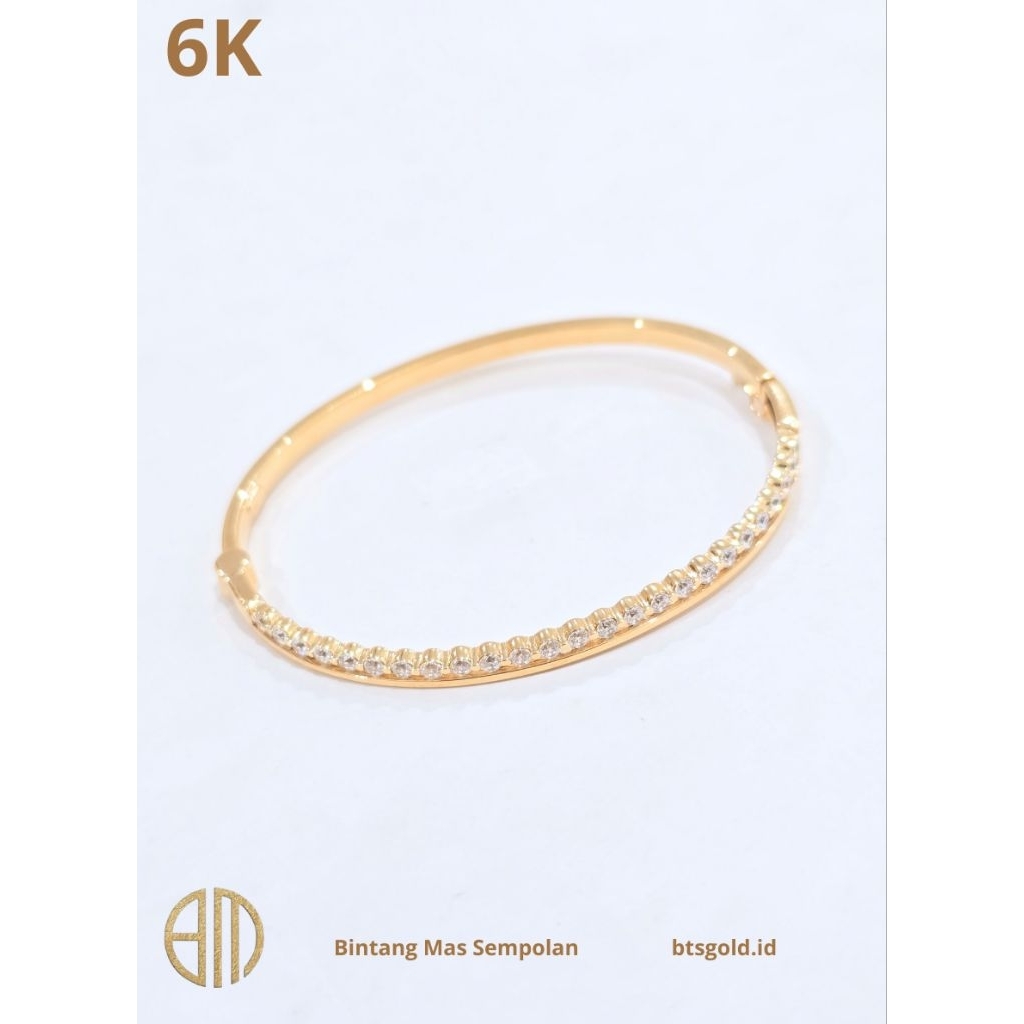 Gelang Bangle Model Permata Putih Listring Emas Asli