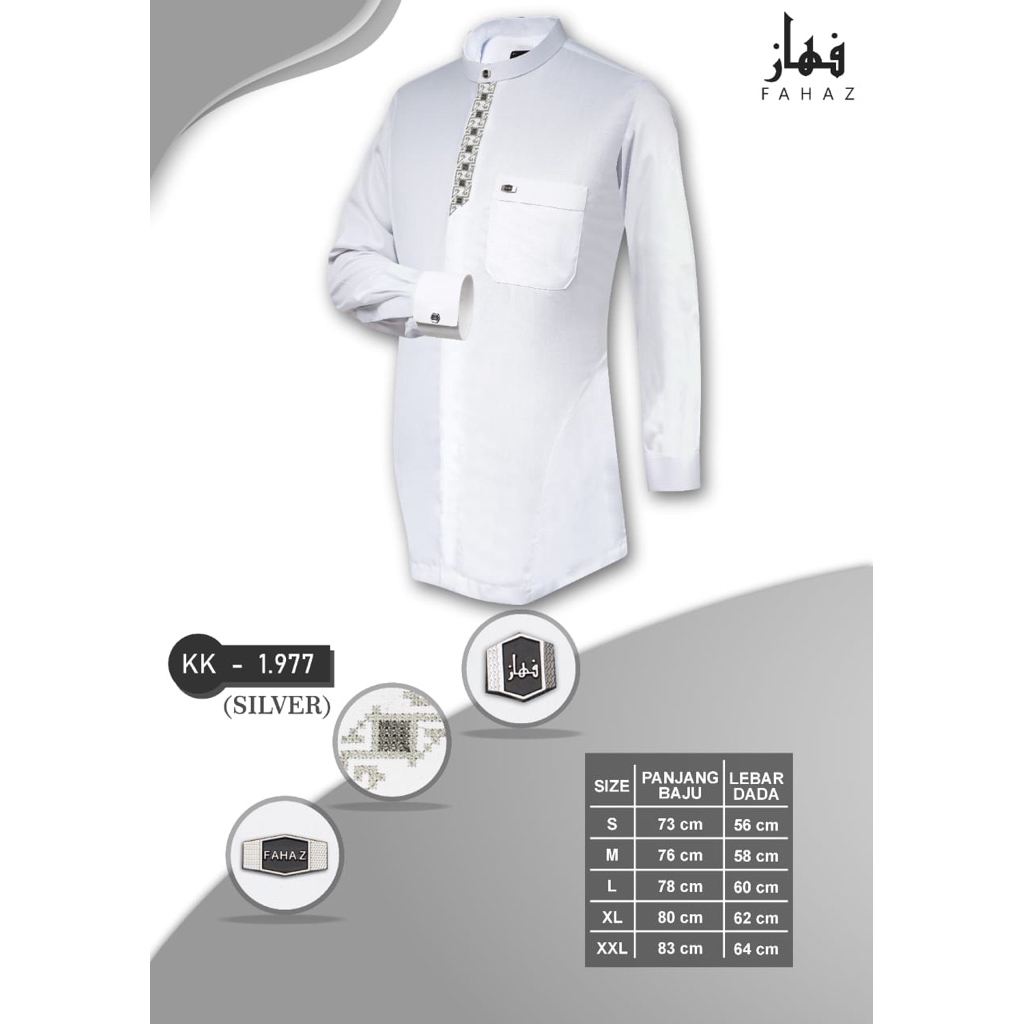 Baju taqwa modern pria Koko Fahaz SignatureThobe Putih lengan manset