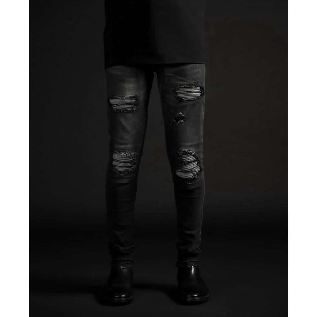 RUCAS Dark Grey Caviar Leather Jeans