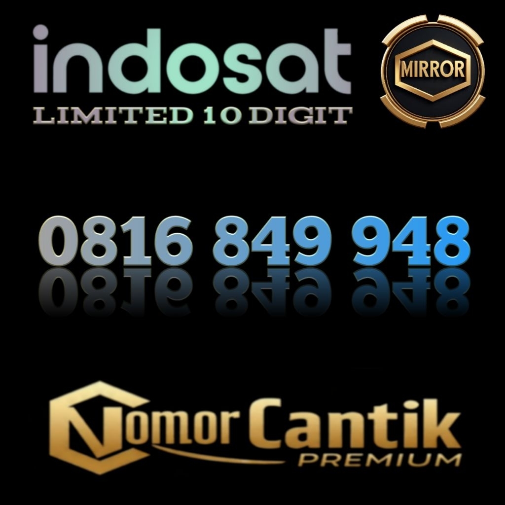 Nomor Cantik Premium Perdana Spesial Indosat Ooredoo 10 Digit Reguler Berkualitas Varian Angka Mirro