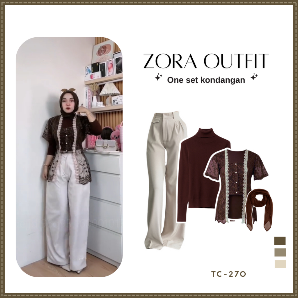 Inspirasi Outfit Kondangan Style Remaja Kekinian ( Celana + Manset + Brukat + Hijab ) SET TC-270