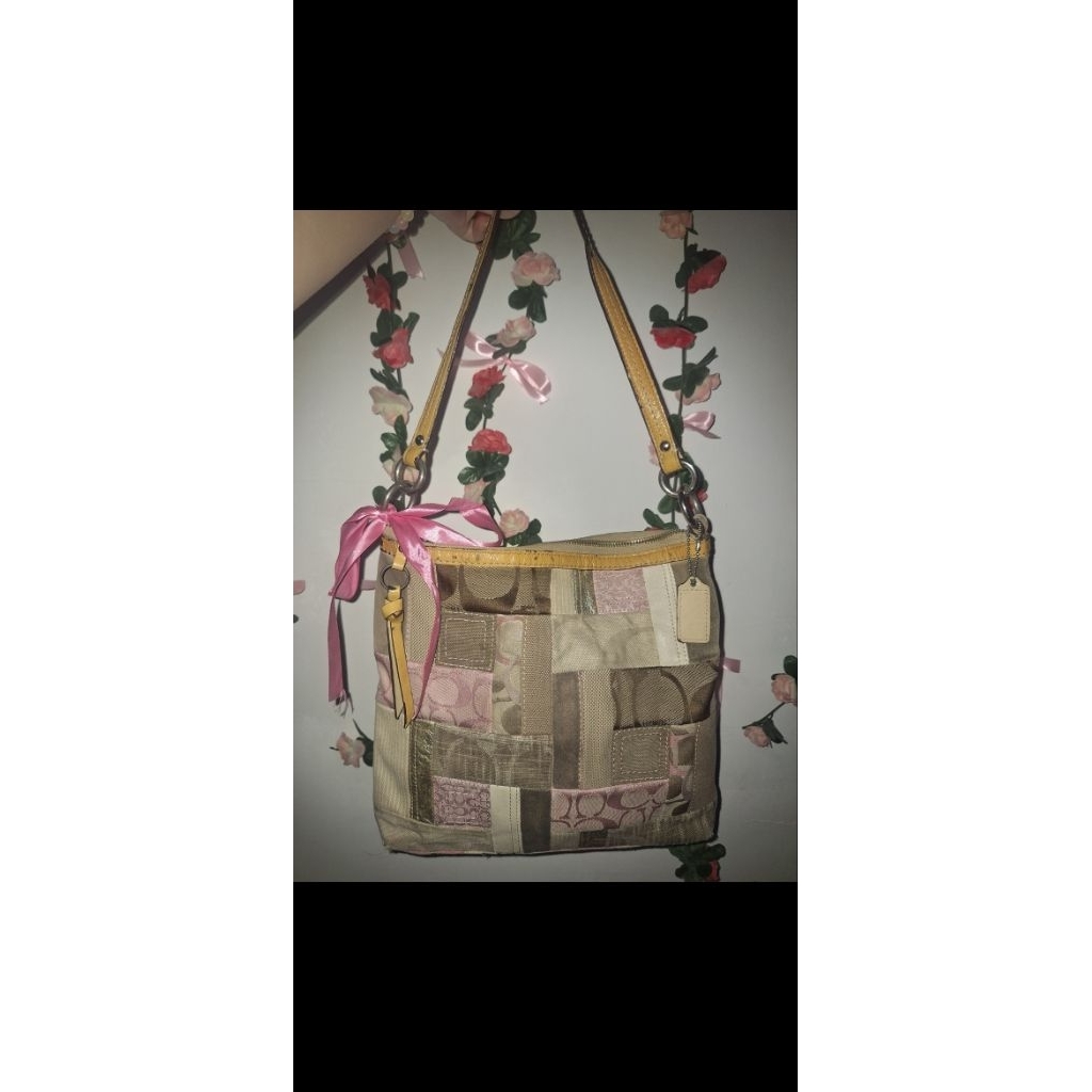 Vintage Auth Ori Coach Pink Patchwork Bag 2000s Y2K Poppy