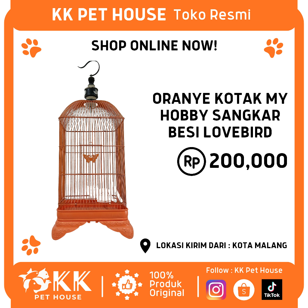 0612-ORANYE KOTAK MY HOBBY SANGKAR BESI LOVEBIRD