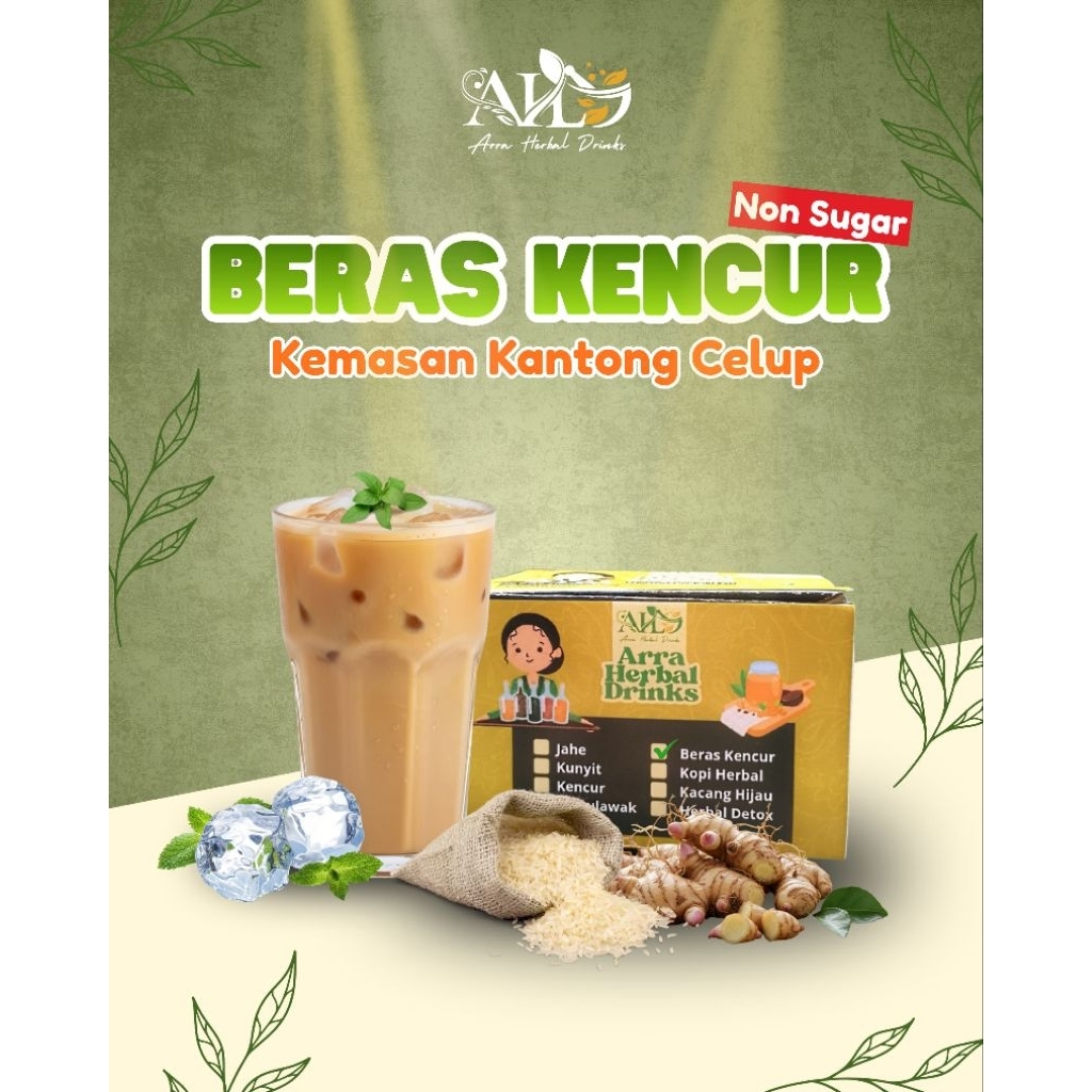 Beras kencur Bubuk tanpa gula kemasan kantung celup