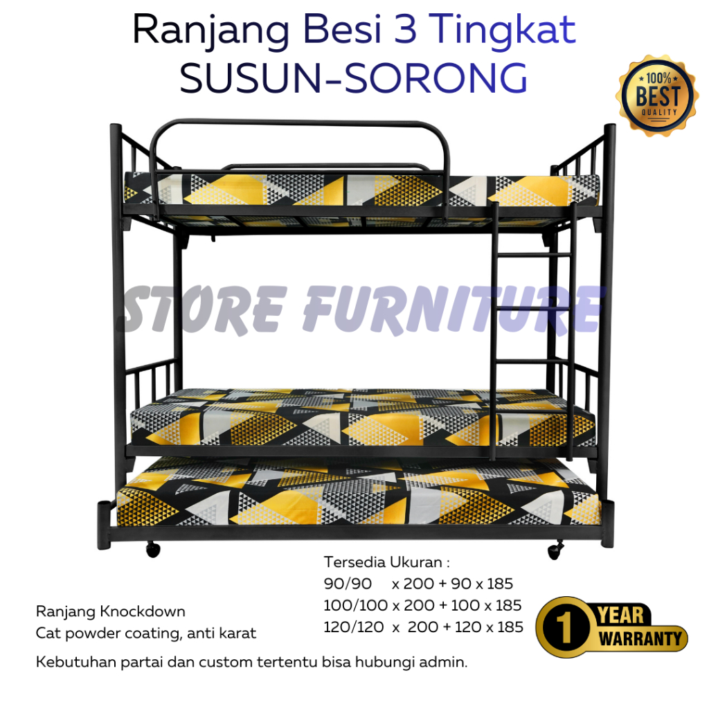 Ranjang Besi Susun Sorong Minimalis