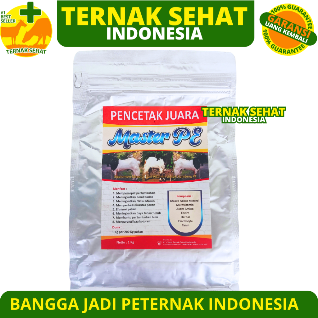 PREMIX KAMBING MASTER PE 1KG - Premix Kambing Pemacu Pertumbuhan Penggemukan & Pelebat Bulu Kambing