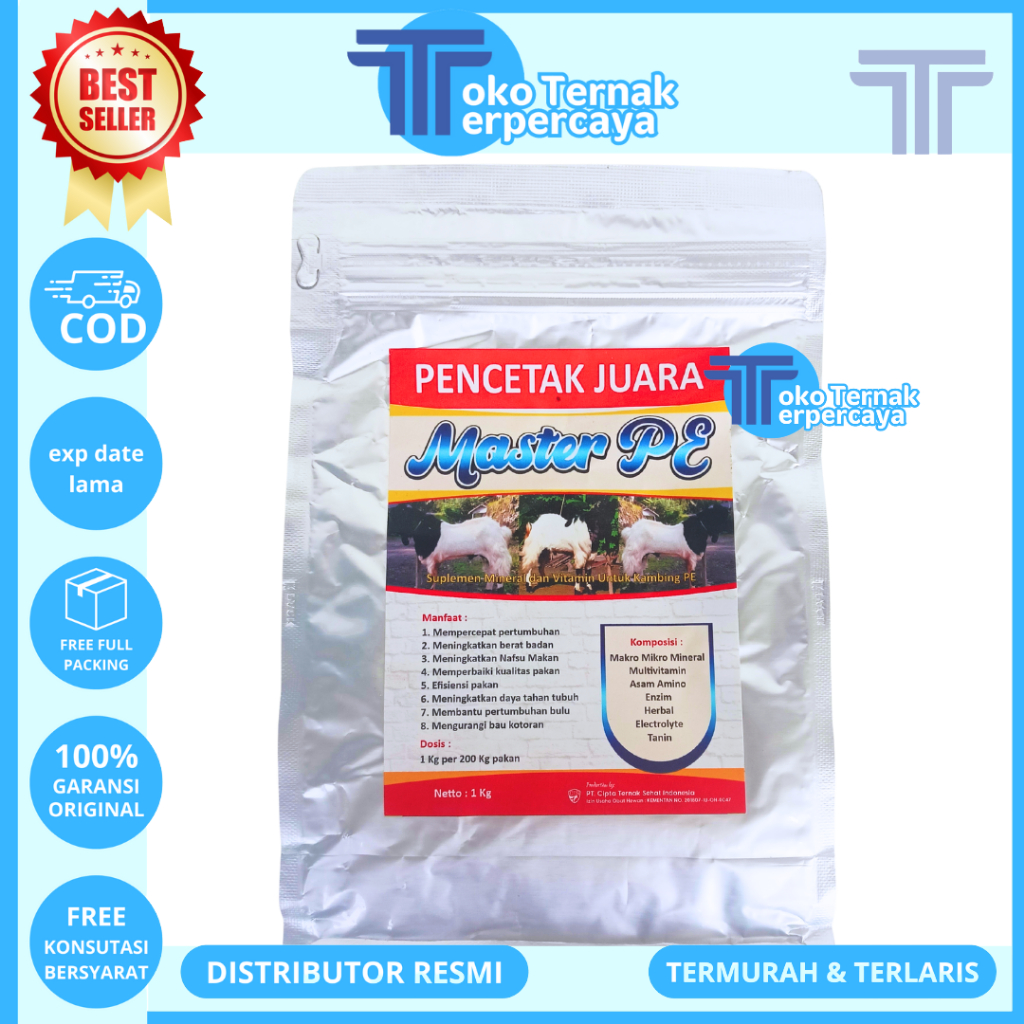 PREMIX KAMBING MASTER PE 1KG - Premix Kambing Pemacu Pertumbuhan Penggemukan & Pelebat Bulu Kambing