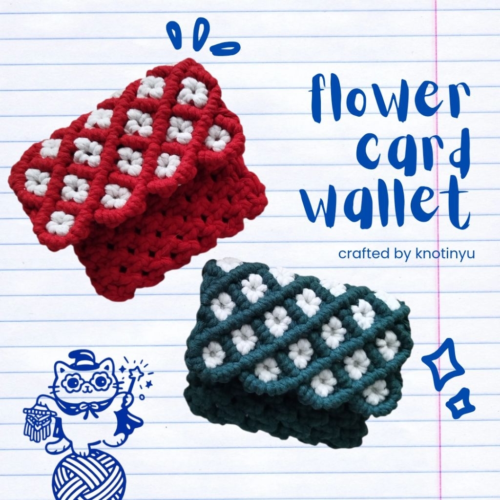 Flower Card Wallet | Dompet Kecil Macrame Bunga Handmade Wanita | Small Wallet Estetik | Dompet Keci