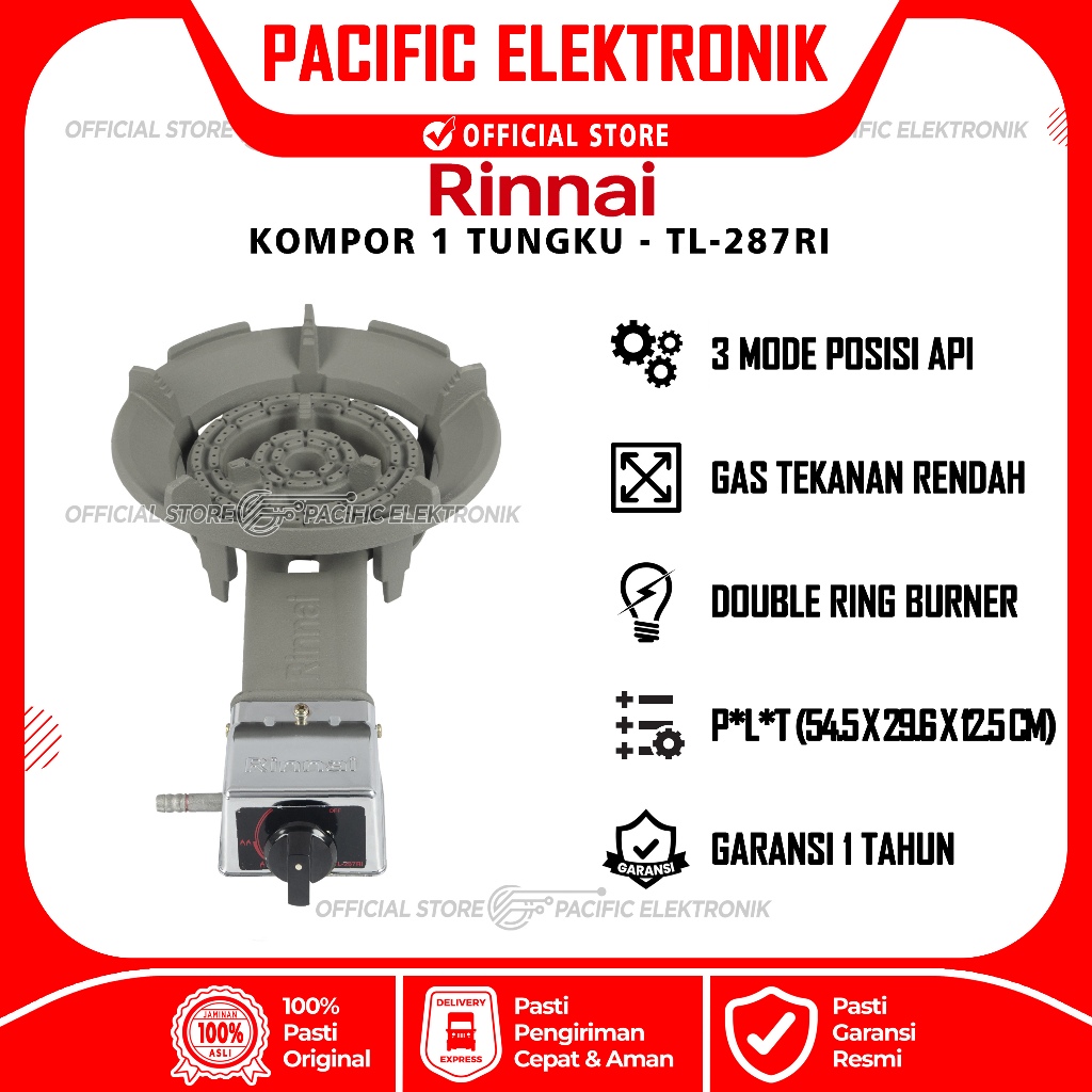 Kompor Gas Rinnai 1 Tungku TL-287RI / TL287 / 287RI