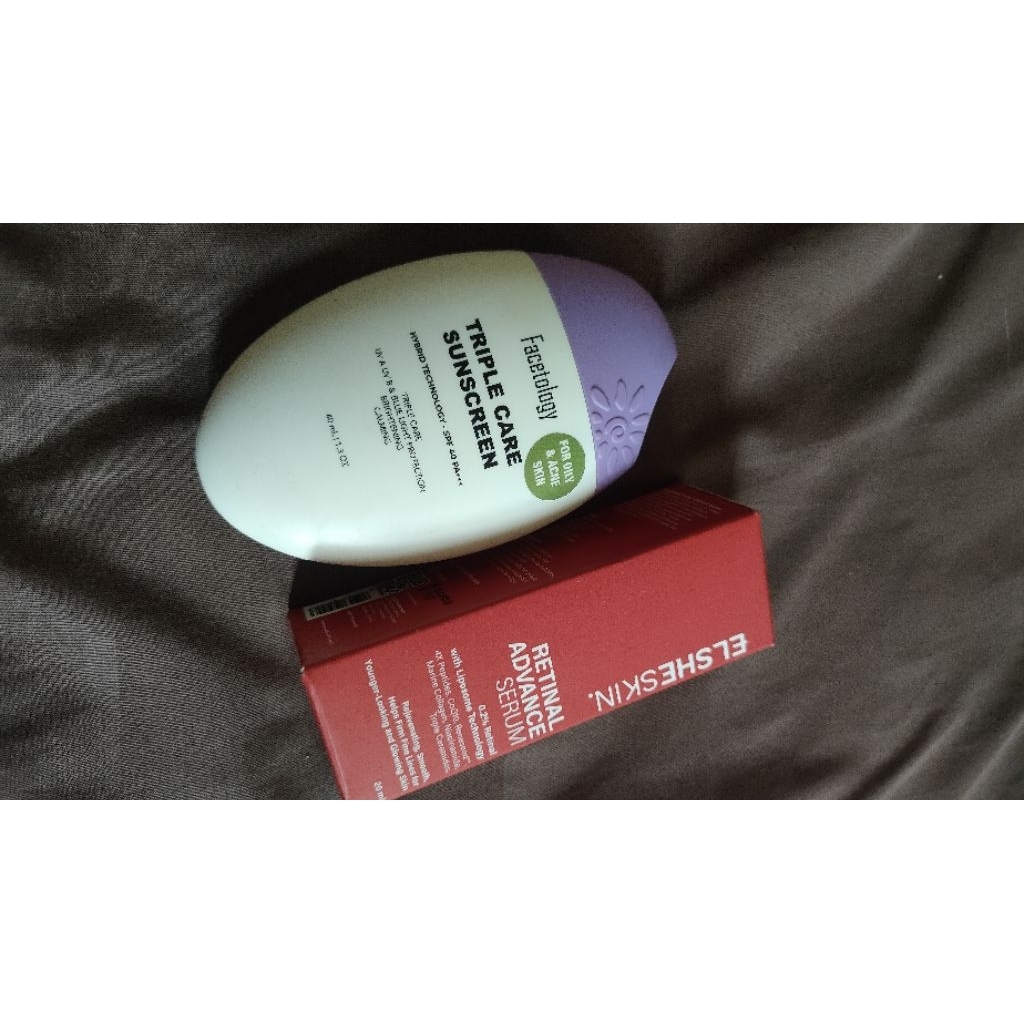 Pre-loved sunscreen facetology for oily & ance prone dan retinal elsheskin
